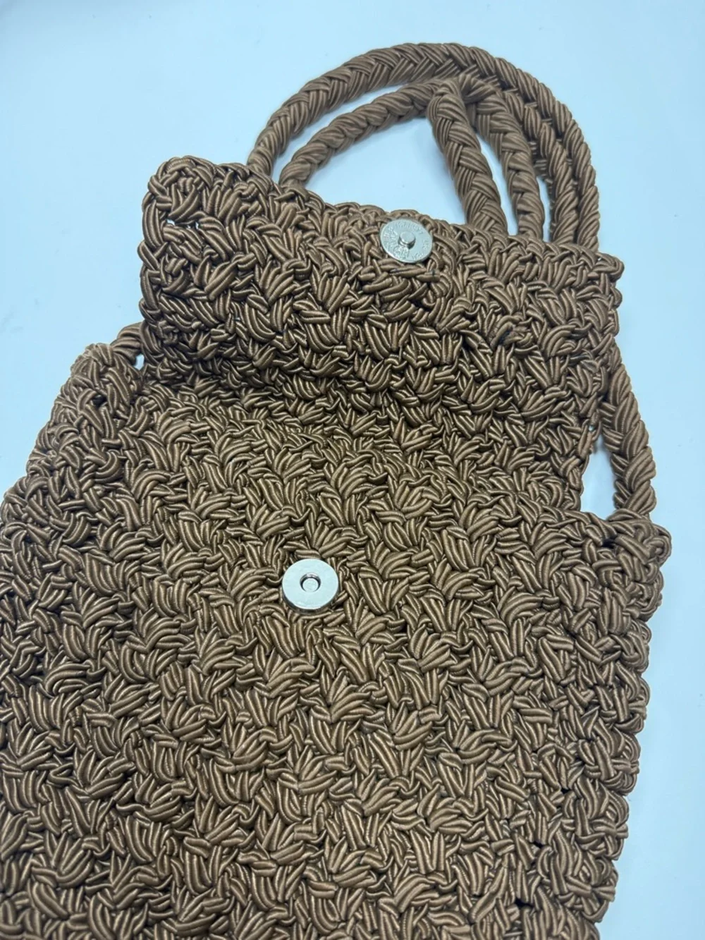 Carrie Forbes Crochet Crossbody Magnetic Close Vintage Woven Bag